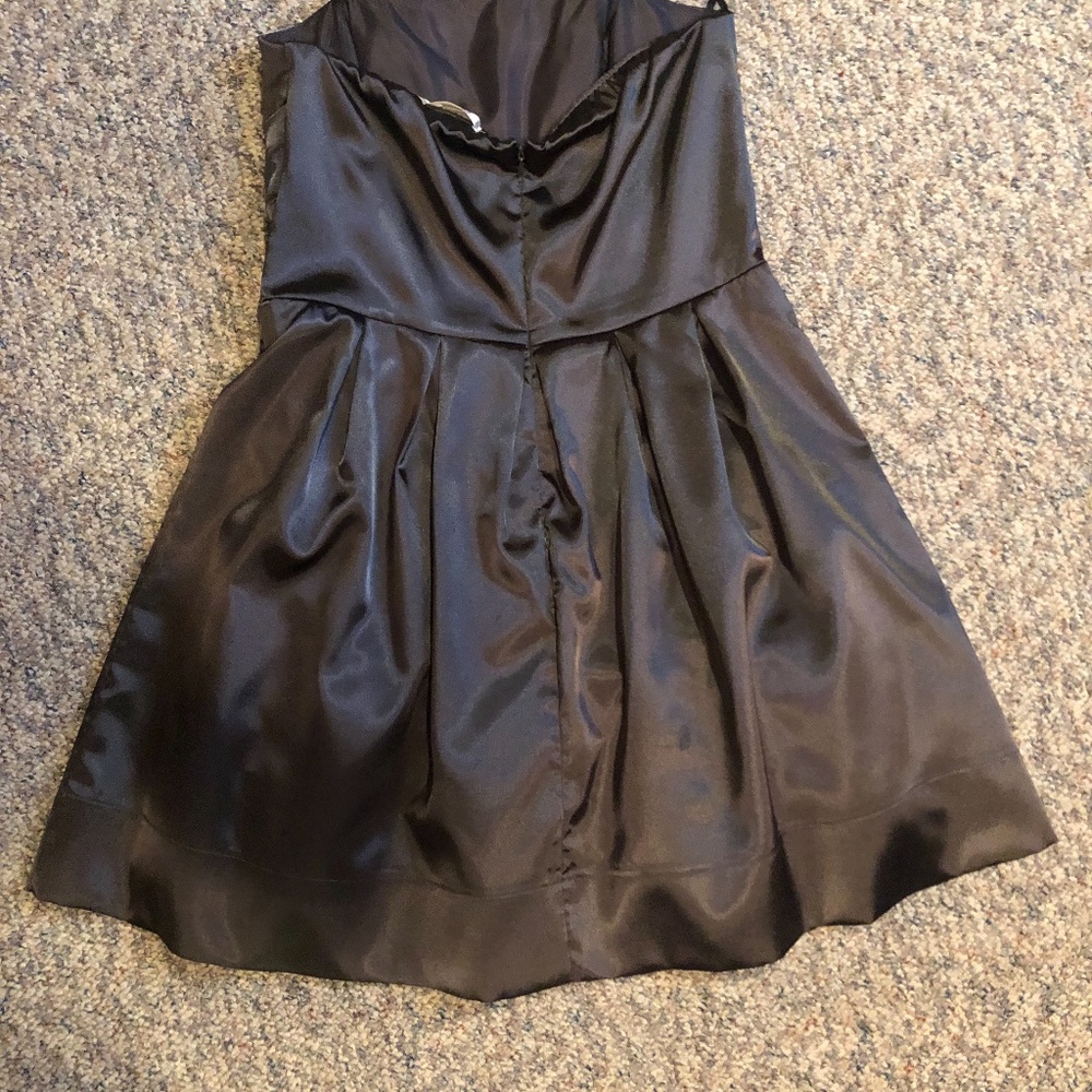 Dark Gray Satin Strapless Cocktail Dress, Size 11 - Picture 3 of 5